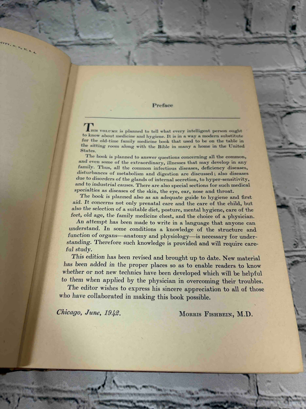 Modern Home Medical Adviser by Morris Fishbein, 1942 Doubleday, Doran & Company hardcover - preface