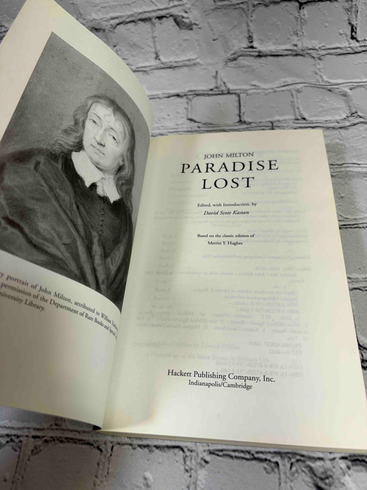 Paradise Lost by John Milton, 2015 Hackett Publishing Company paperback - frontispiece and title page