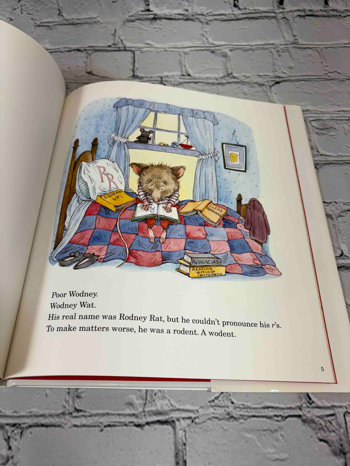 Hooway for Wodney Wat by Helen Lester, 1999 Houghton Mifflin hardcover - page 5 illustration