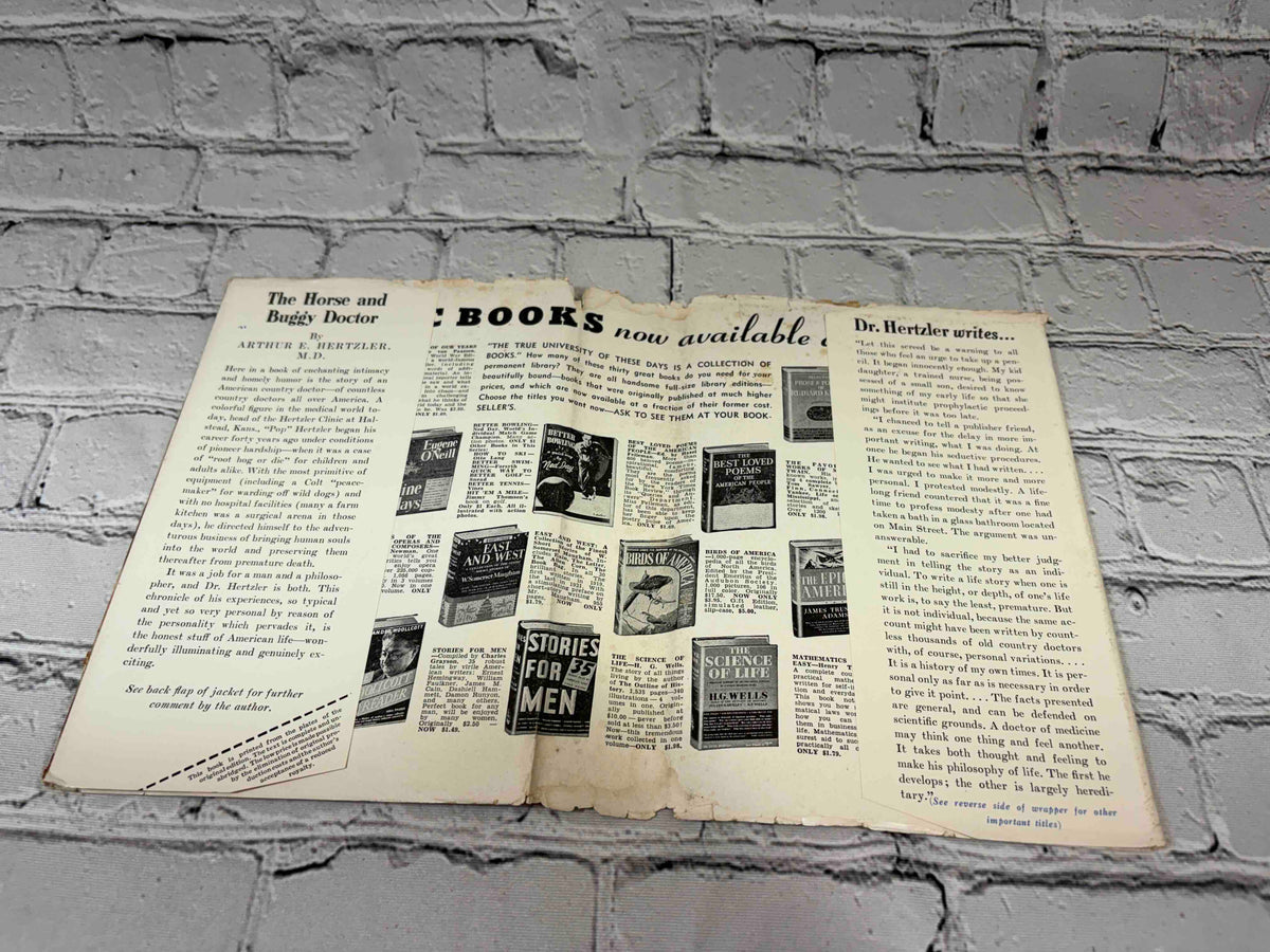 The Horse and Buggy Doctor by Arthur E. Hertzler, 1941 Blue Ribbon Books hardcover - dust jacket inner side and flaps