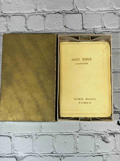 Holy Bible Illustrated (World Young Folks' Text No. 606), The World Publishing Company hardcover - Bible in original box with lid, front cover