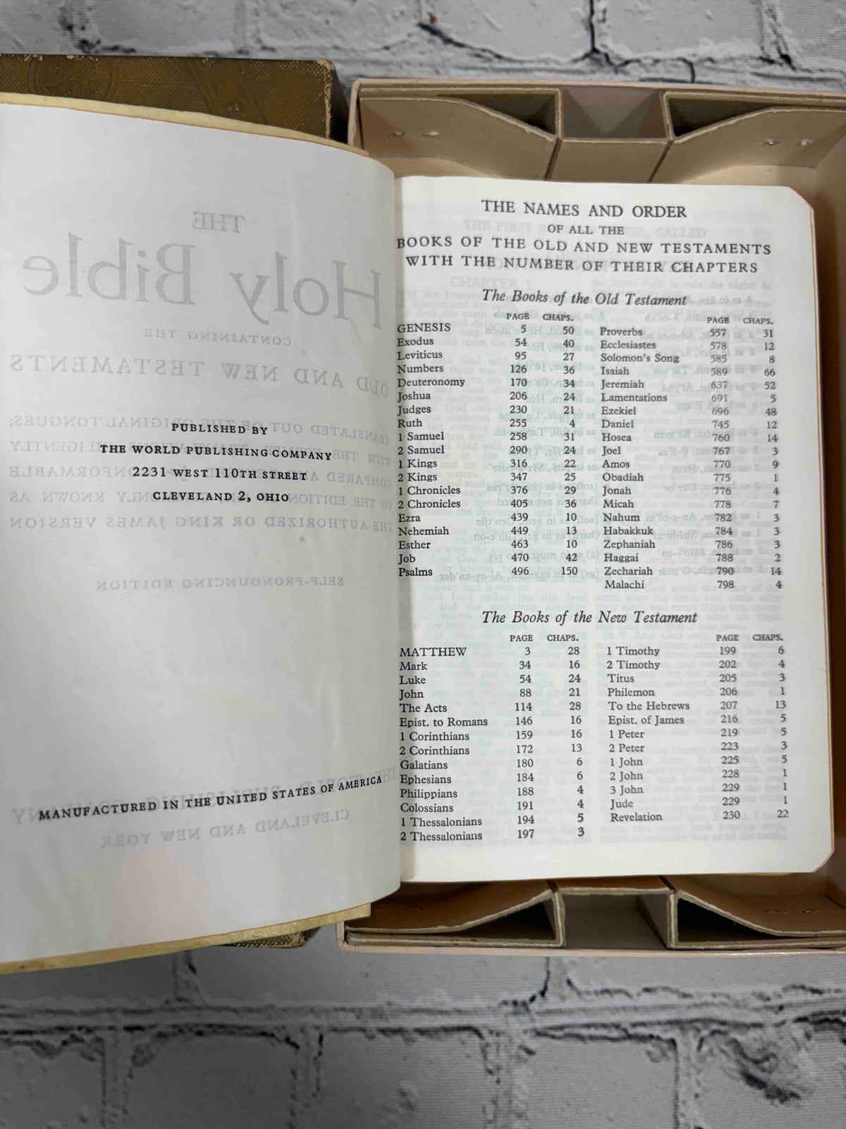 Holy Bible Illustrated (World Young Folks' Text No. 606), The World Publishing Company hardcover - publisher page and books of the Bible