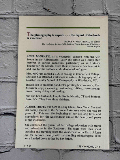Wildflowers of the Adirondacks by Anne McGrath, 1990 North Country Books paperback - rear cover with author biographies