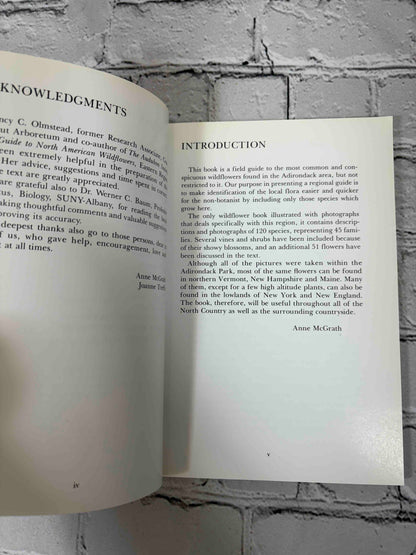 Wildflowers of the Adirondacks by Anne McGrath, 1990 North Country Books paperback - acknowledgments and introduction