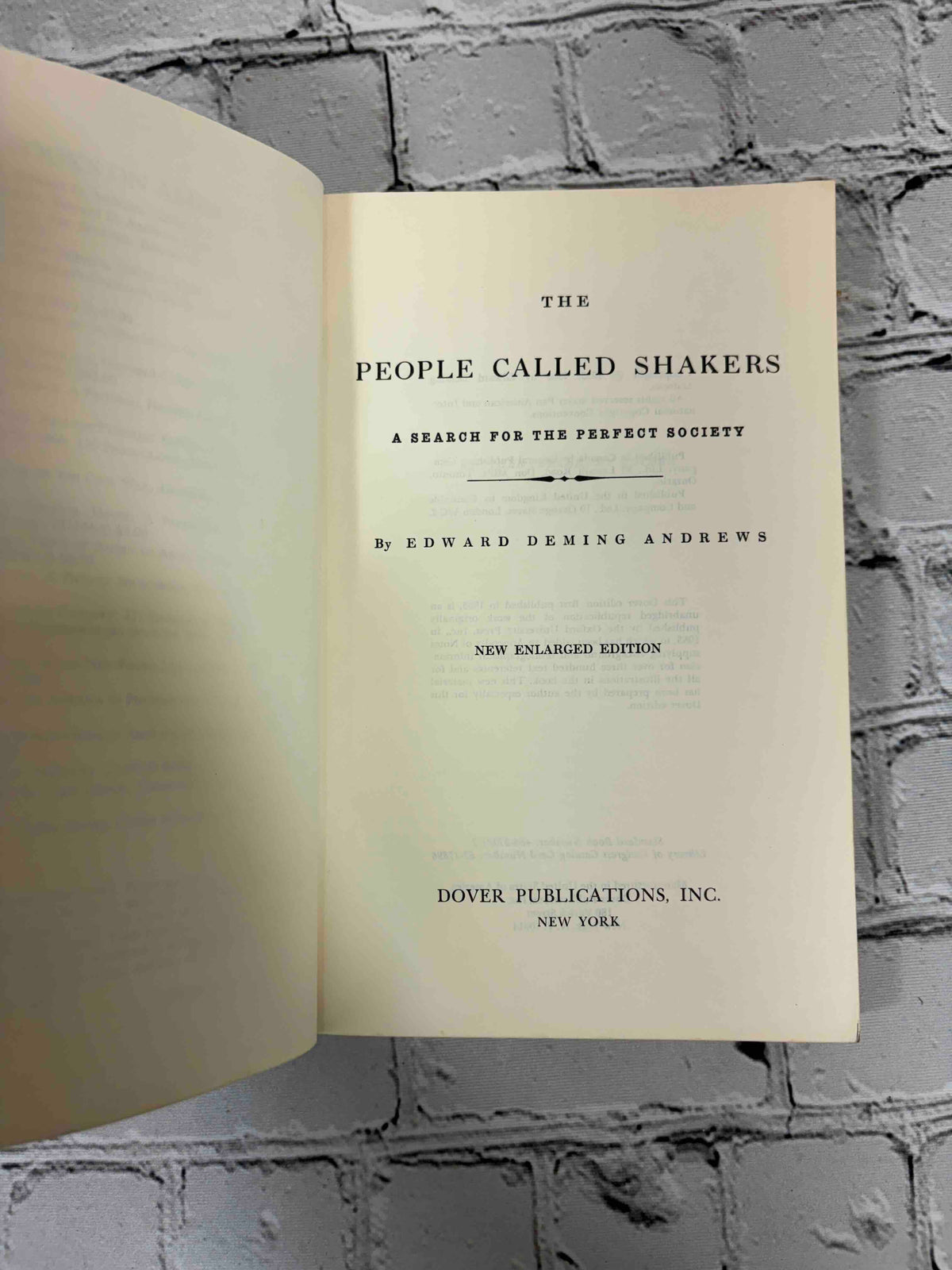 The People Called Shakers by Edward Deming Andrews, 1963 Dover Publications paperback - title page