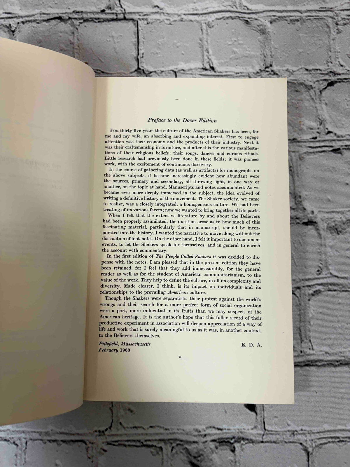 The People Called Shakers by Edward Deming Andrews, 1963 Dover Publications paperback - preface to the Dover edition