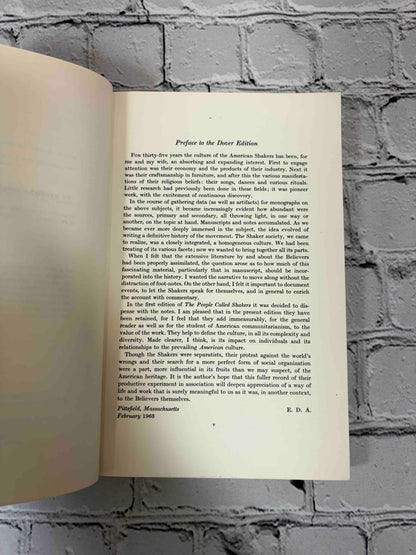 The People Called Shakers by Edward Deming Andrews, 1963 Dover Publications paperback - preface to the Dover edition