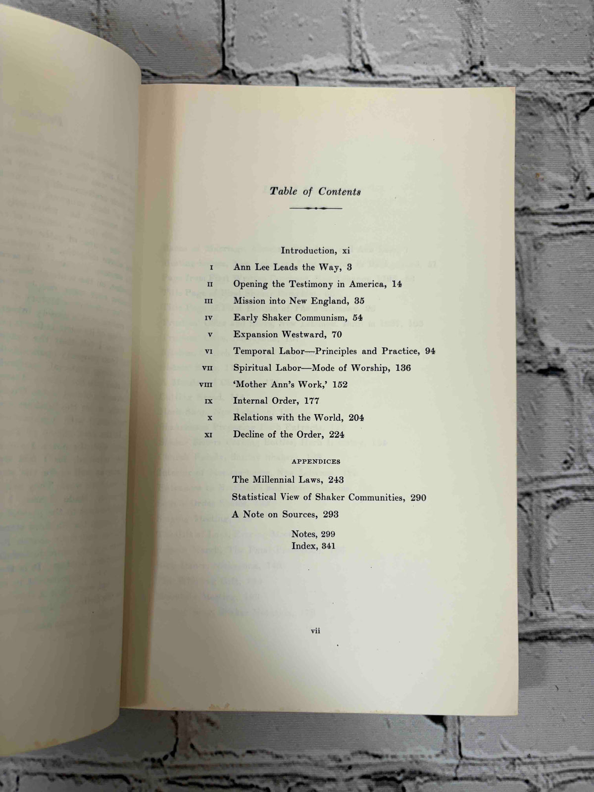 The People Called Shakers by Edward Deming Andrews, 1963 Dover Publications paperback - table of contents