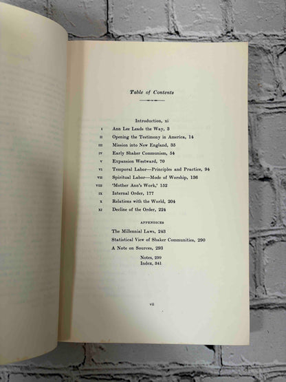 The People Called Shakers by Edward Deming Andrews, 1963 Dover Publications paperback - table of contents
