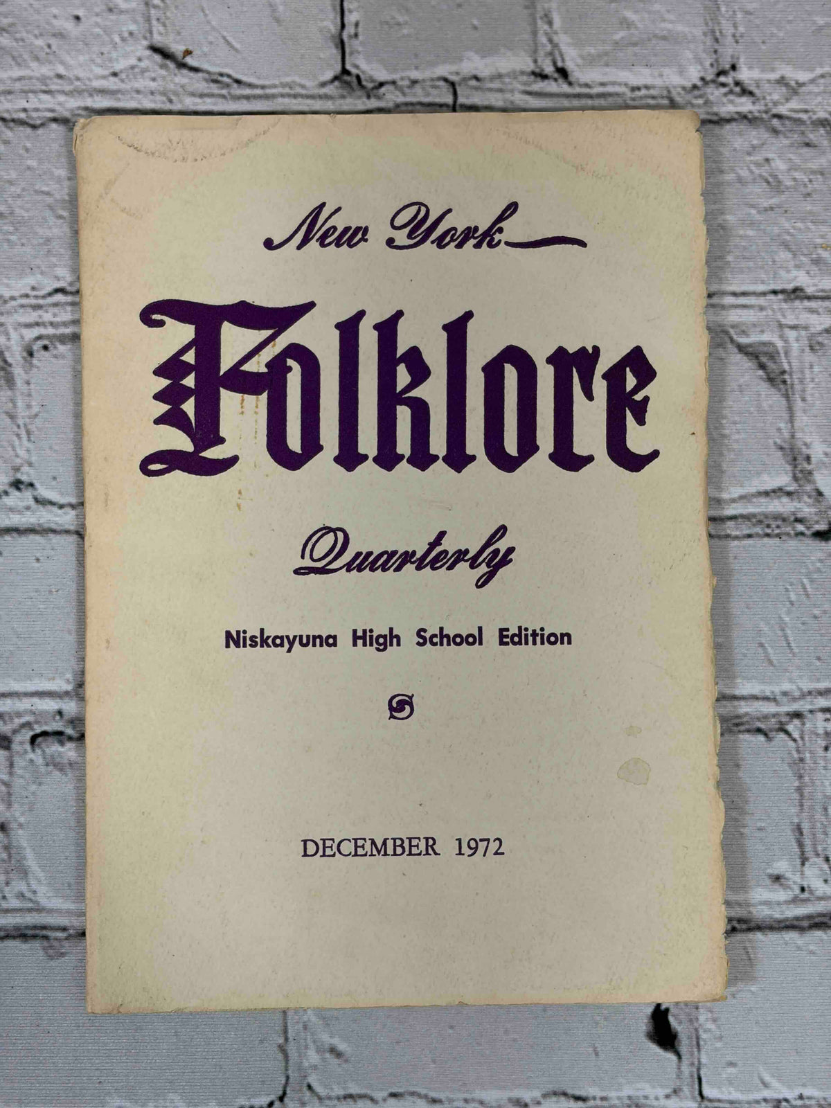 New York Folklore Quarterly, December 1972 (Niskayuna High School Edition) - front cover