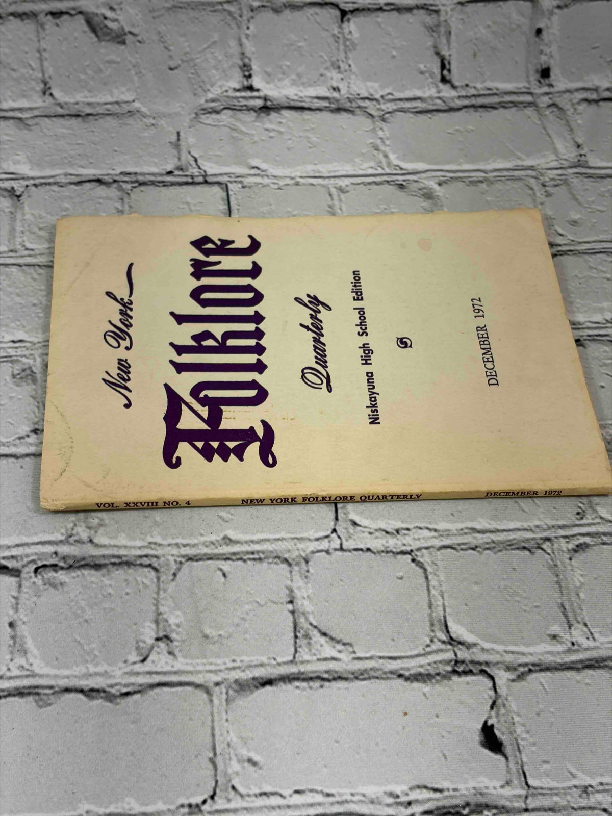 New York Folklore Quarterly, December 1972 (Niskayuna High School Edition) - front cover and spine