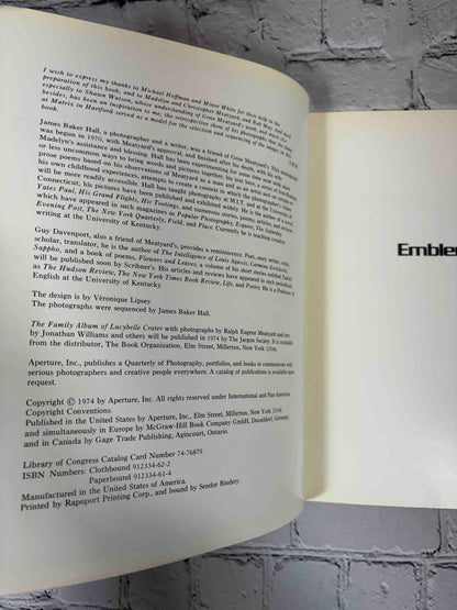 Ralph Eugene Meatyard: An Aperture Monograph, 1974 Aperture paperback - credits and copyright page