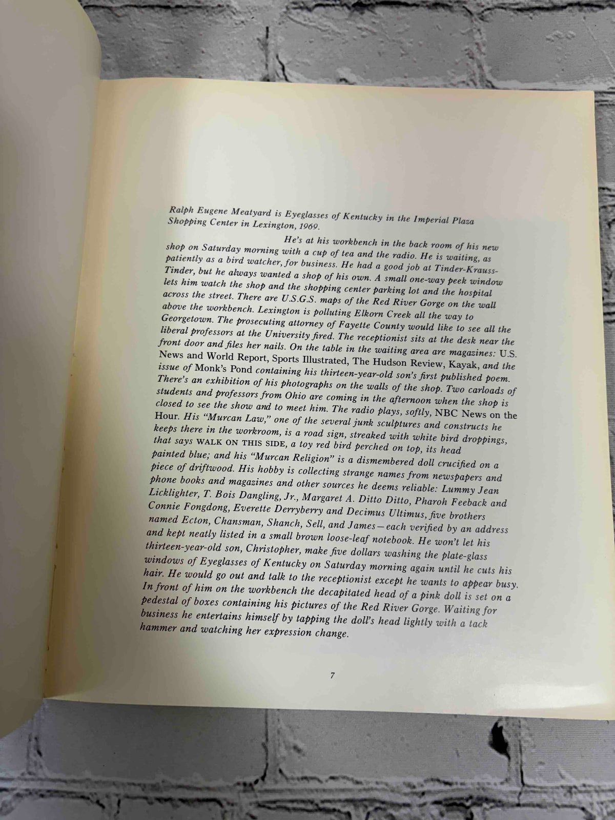 Ralph Eugene Meatyard: An Aperture Monograph, 1974 Aperture paperback - text page 7