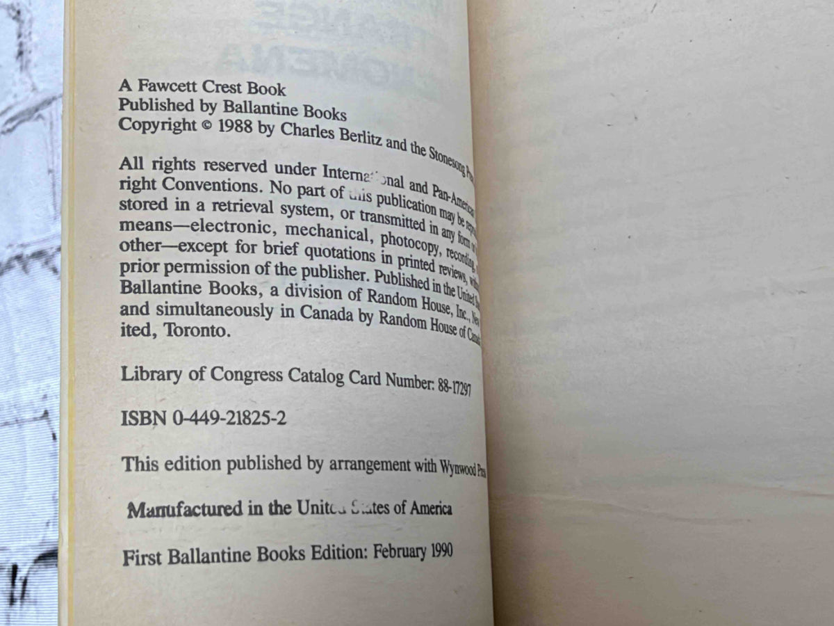 Charles Berlitz's World of Strange Phenomena by Charles Berlitz, 1990 Fawcett Crest paperback - copyright page