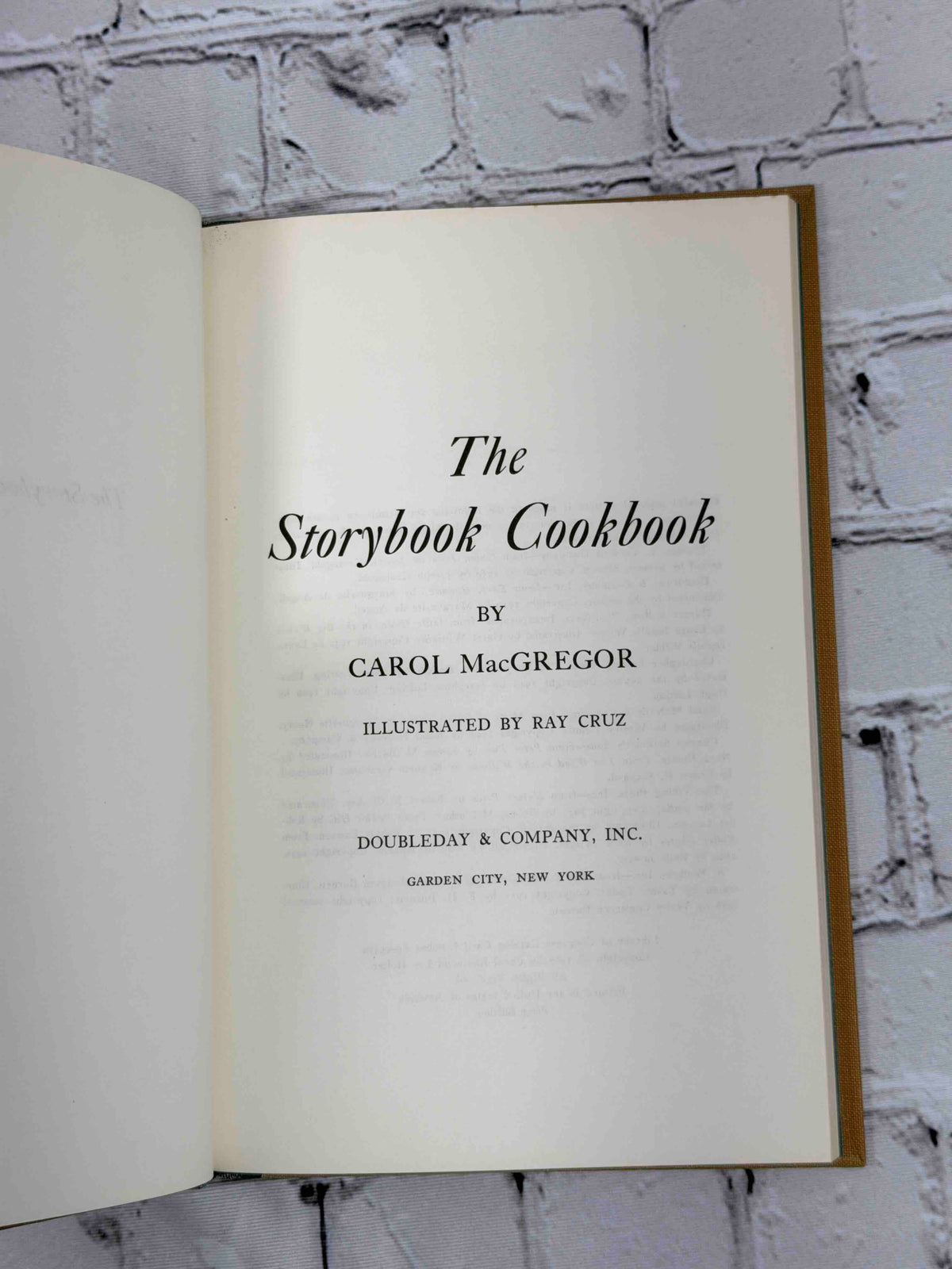 The Storybook Cookbook by Carol MacGregor, 1967 Doubleday hardcover - title page