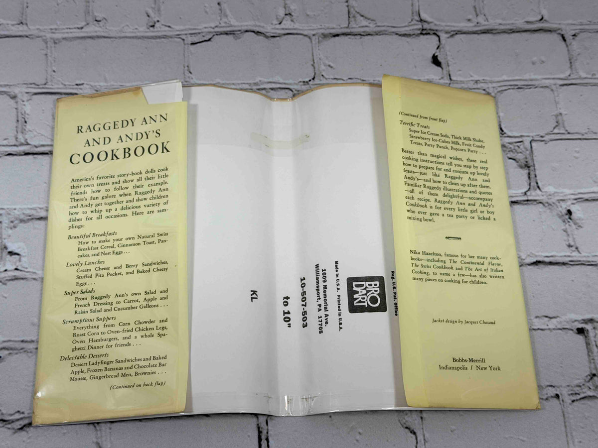 Raggedy Ann and Andy's Cookbook by Nika Hazelton, 1975 Bobbs-Merrill hardcover - dust jacket flaps