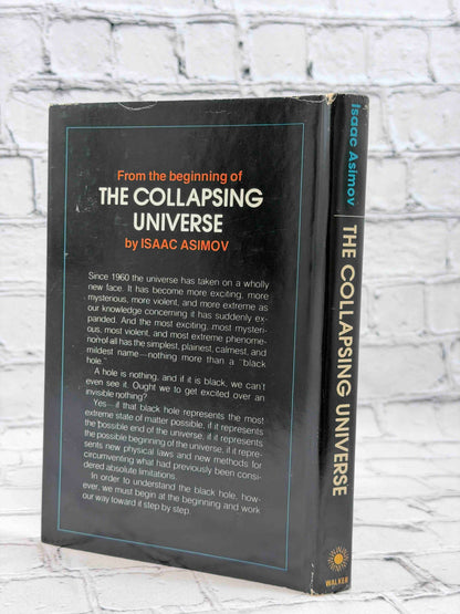 The Collapsing Universe by Isaac Asimov, 1977 Walker and Company hardcover - dust jacket rear and spine