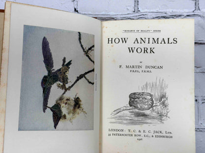 How Animals Work by F. Martin Duncan, 1926 T. C. & E. C. Jack hardcover - color frontispiece and title page