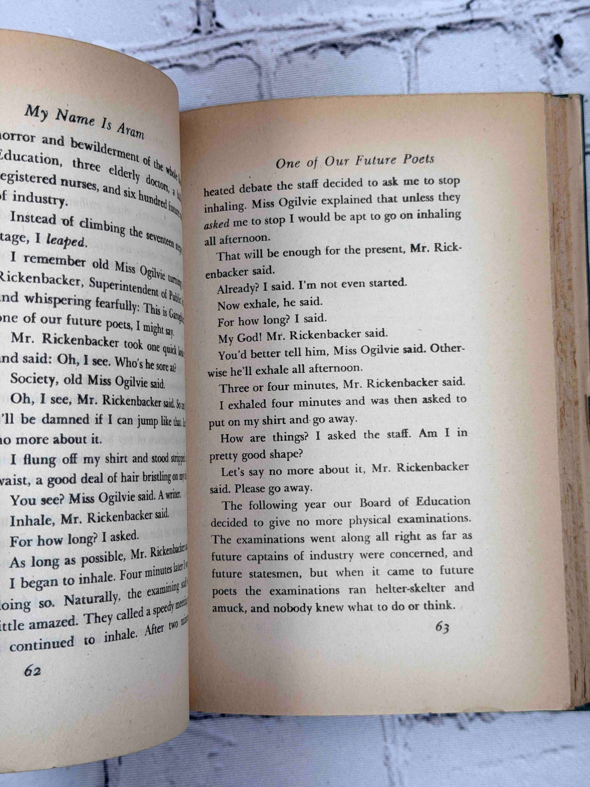 My Name Is Aram by William Saroyan, 1946 World Publishing Company hardcover - sample pages