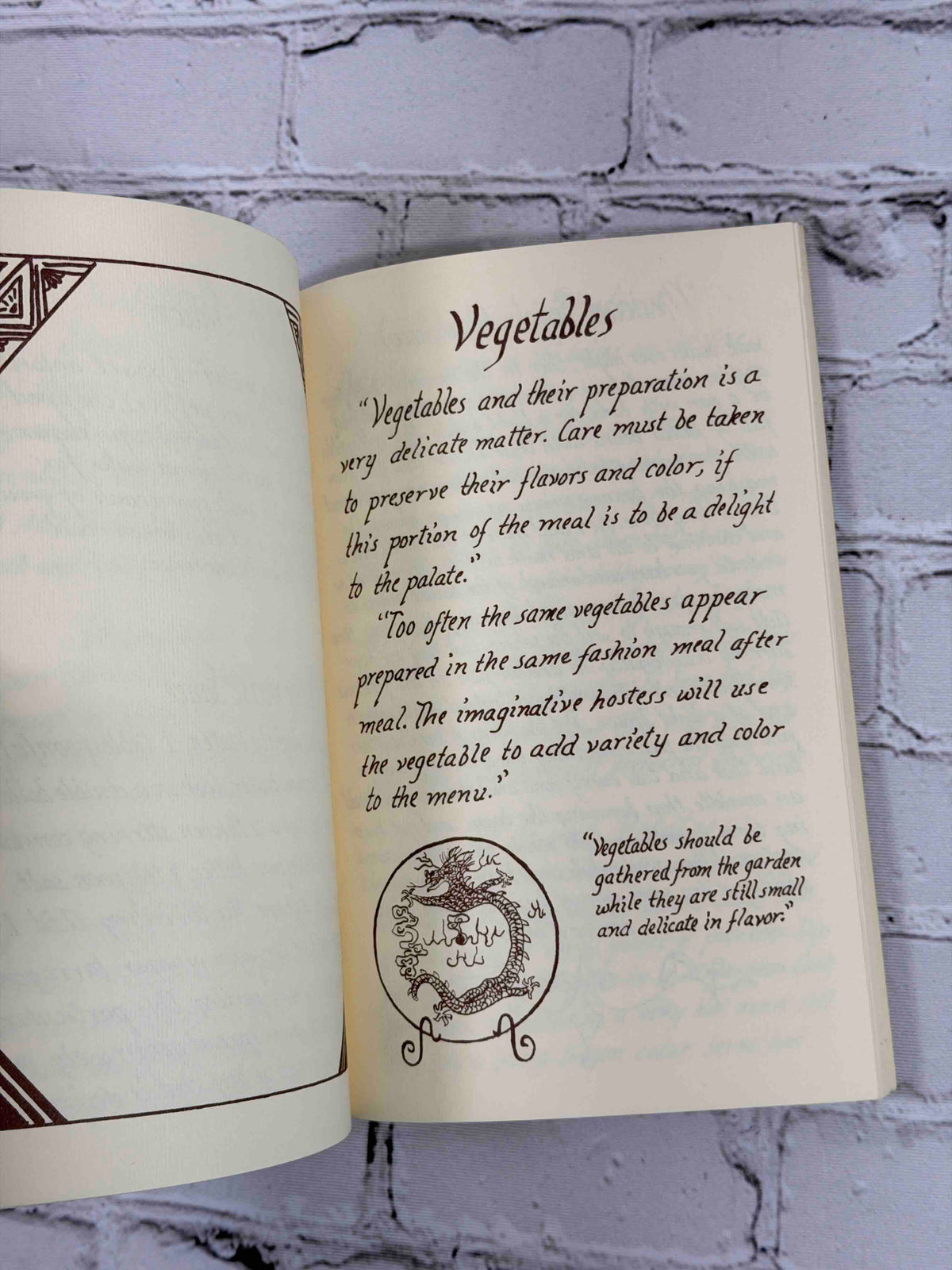 Olana: Custom and Receipts, staple-bound recipe booklet - vegetables page