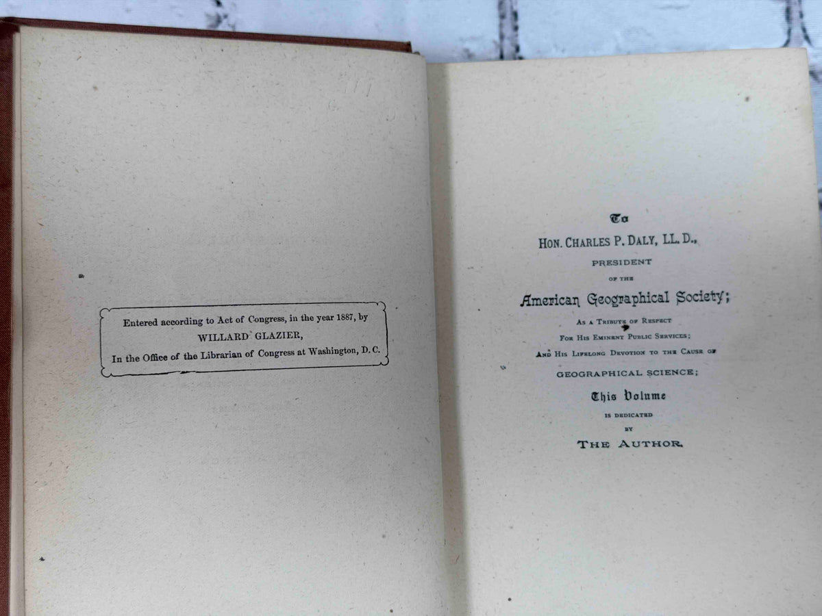 Down the Great River by Willard Glazier, 1888 Hubbard Brothers hardcover - copyright and dedication pages