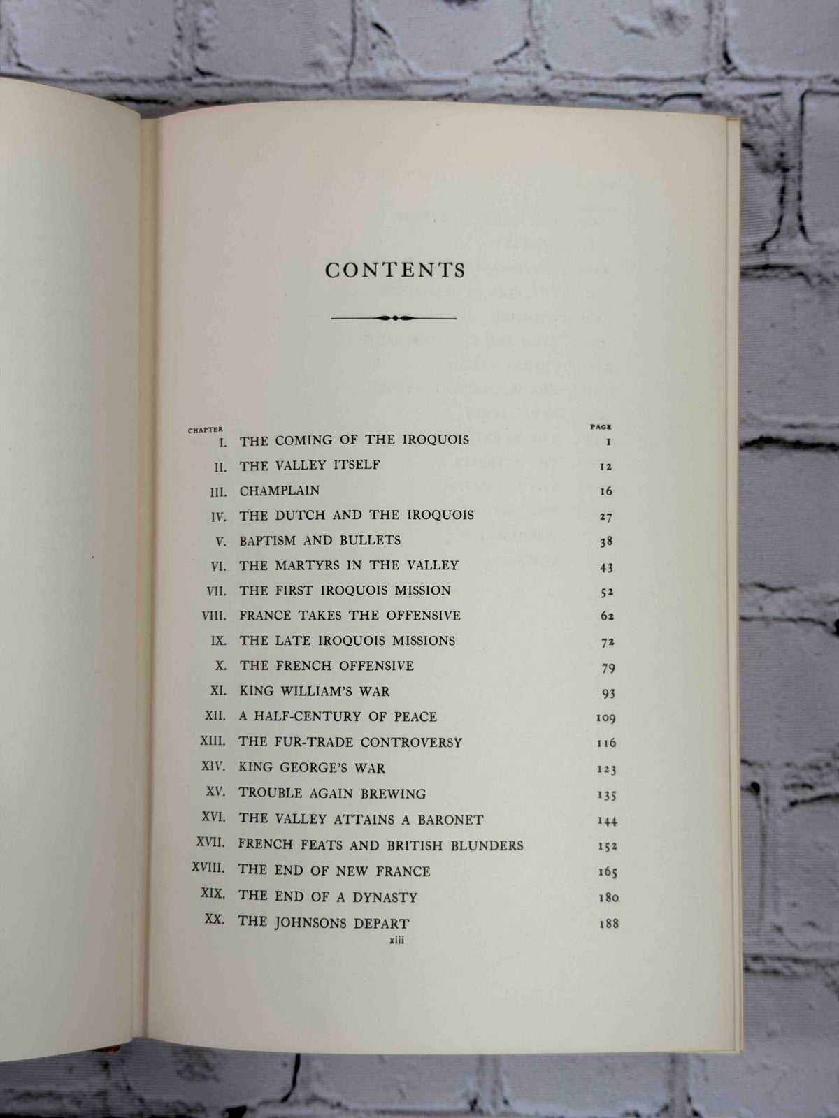 The Bloody Mohawk by T. Wood Clarke, 1940 Macmillan hardcover - contents page