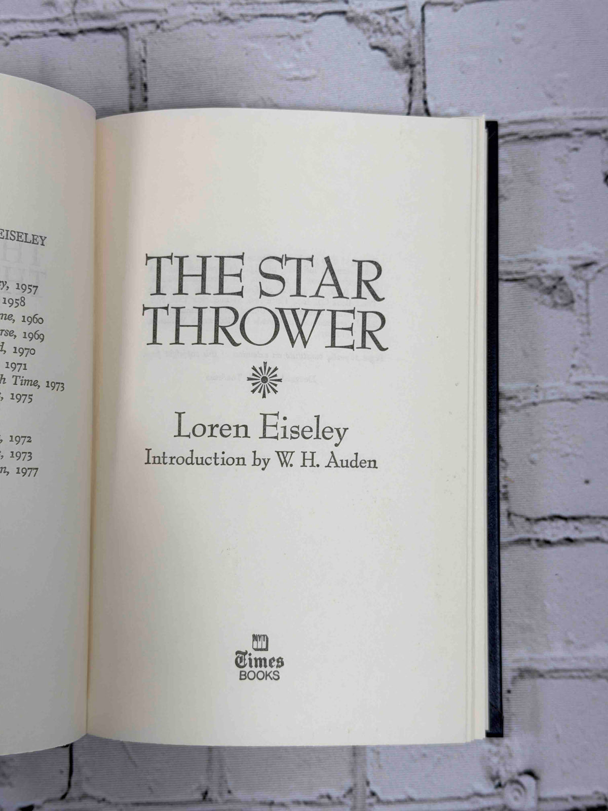 The Star Thrower by Loren Eiseley, 1978 Times Books hardcover - title page