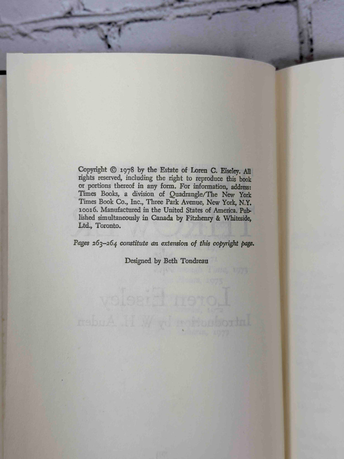 The Star Thrower by Loren Eiseley, 1978 Times Books hardcover - copyright page