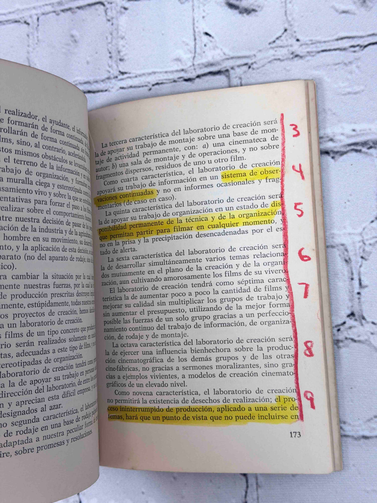 El Cine Ojo by Dziga Vertov, 1973 Editorial Fundamentos paperback - highlighting and red pen marks