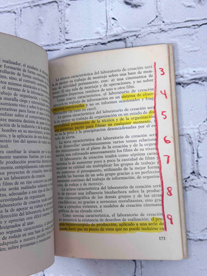El Cine Ojo by Dziga Vertov, 1973 Editorial Fundamentos paperback - highlighting and red pen marks