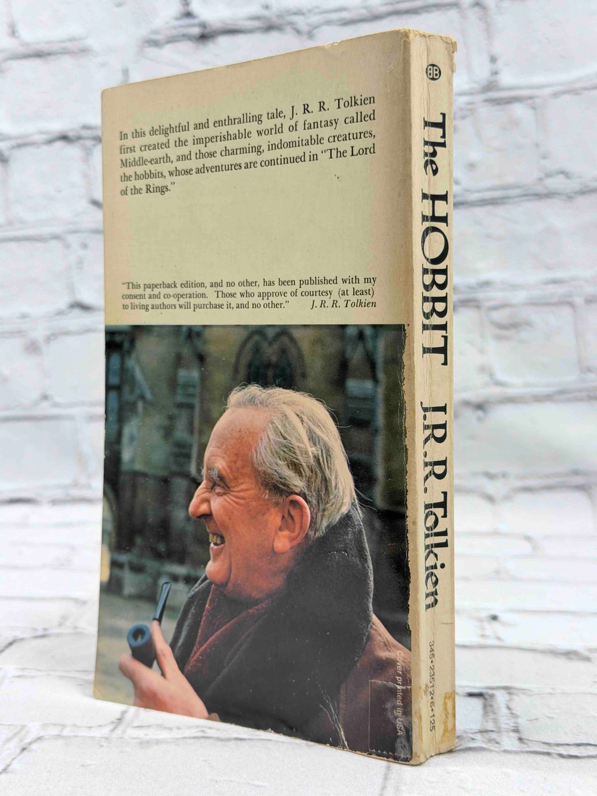 The Hobbit by J. R. R. Tolkien, 1973 Ballantine Books paperback - back cover and spine