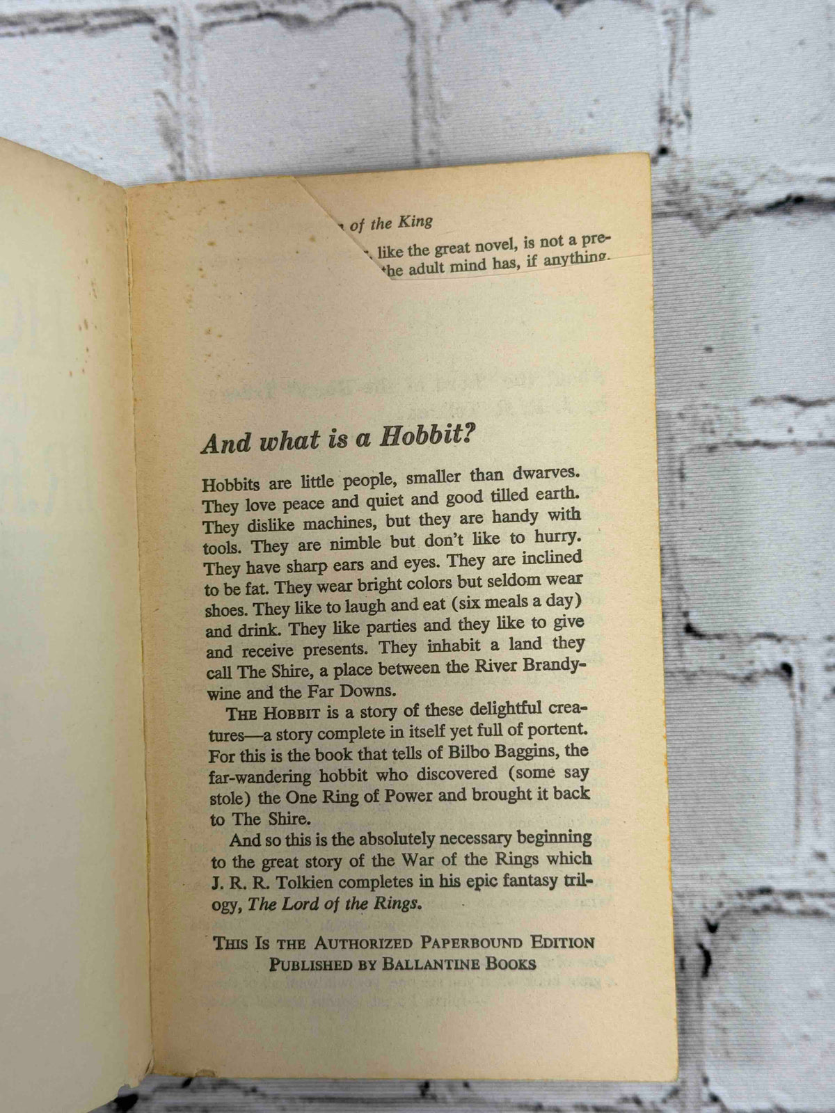 The Hobbit by J. R. R. Tolkien, 1973 Ballantine Books paperback - first page