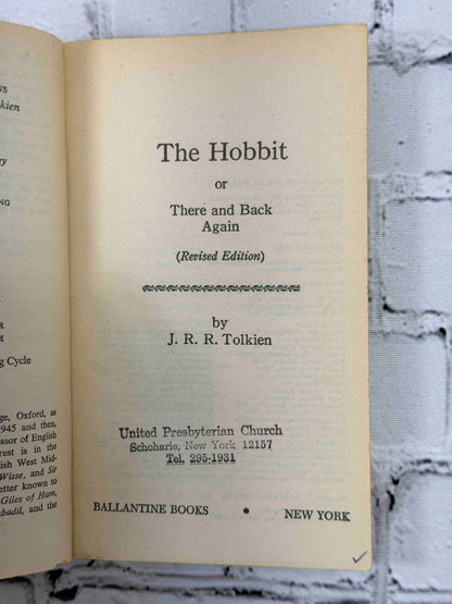 The Hobbit by J. R. R. Tolkien, 1973 Ballantine Books paperback - title page with church stamp