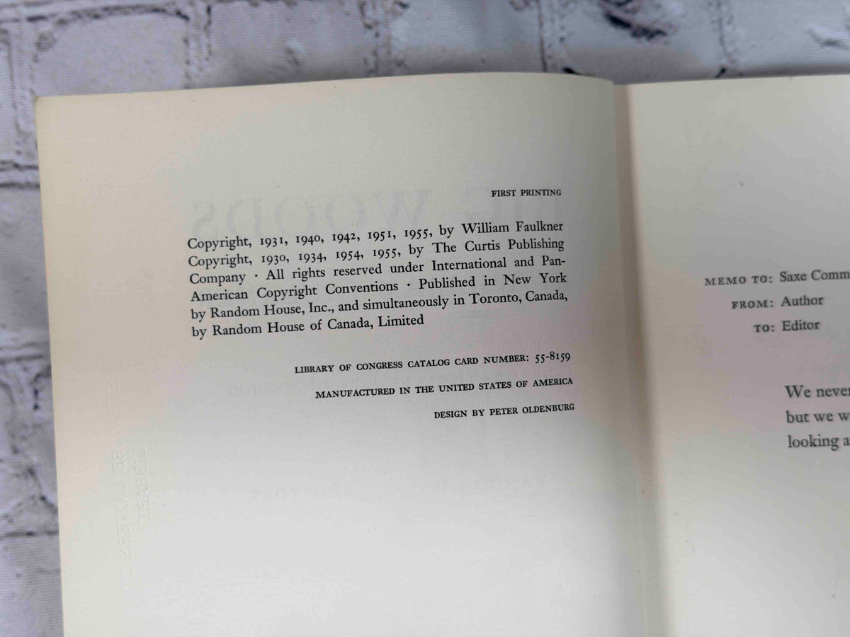 Big Woods by William Faulkner, 1955 Random House hardcover - copyright page