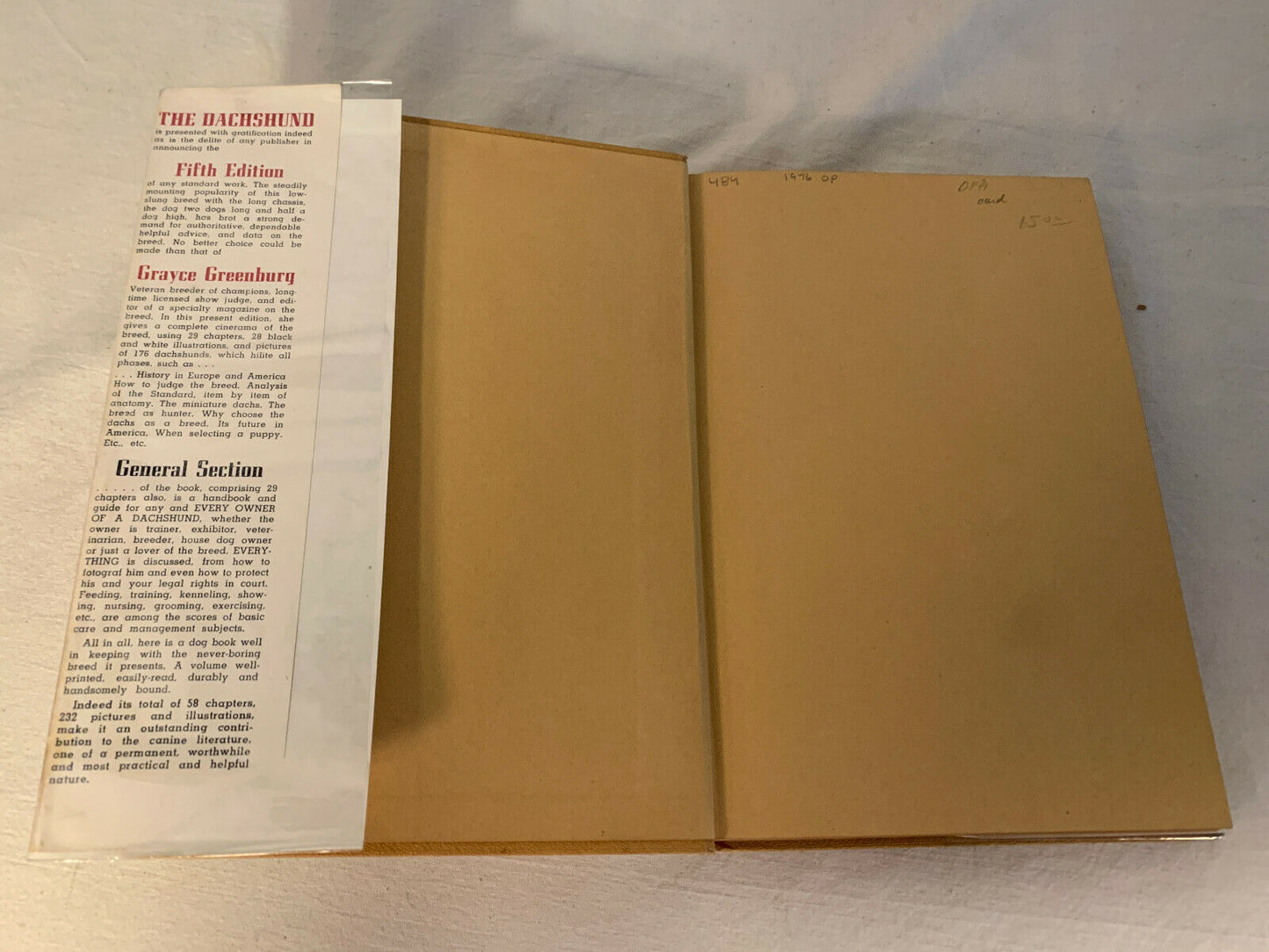 The Dachshund by Grayce Greenburg 1955 5th Edition Hardcover