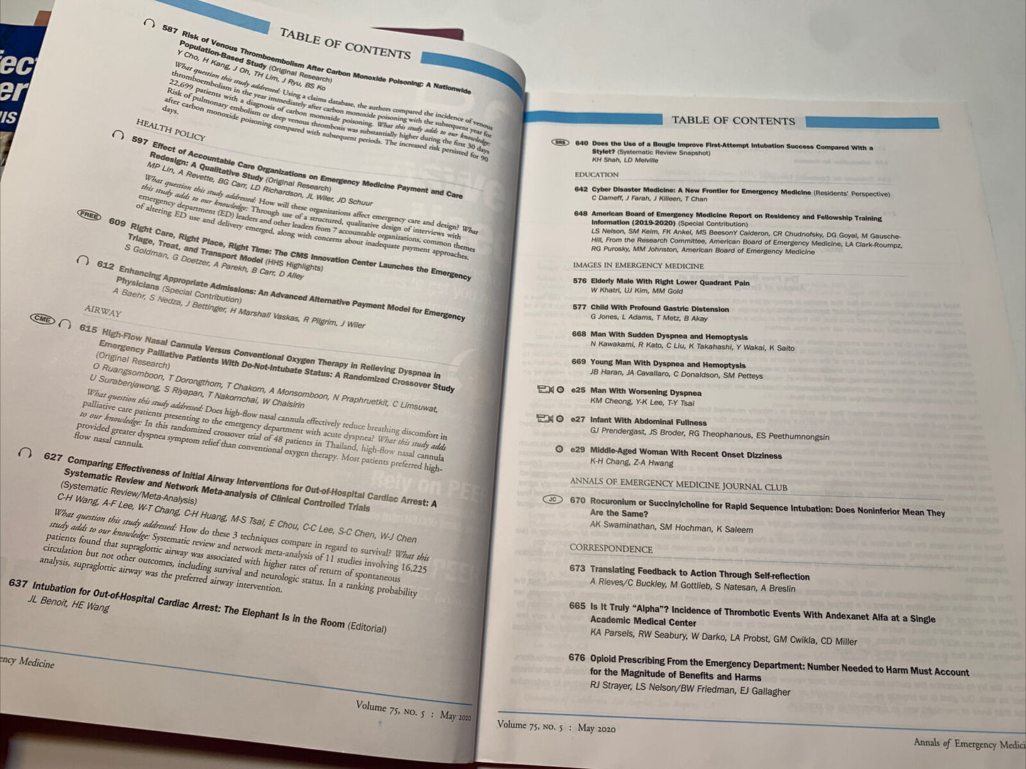 Annals of Emergency Medicine International journal 2020 vols 75-76, 4 Book LotA2