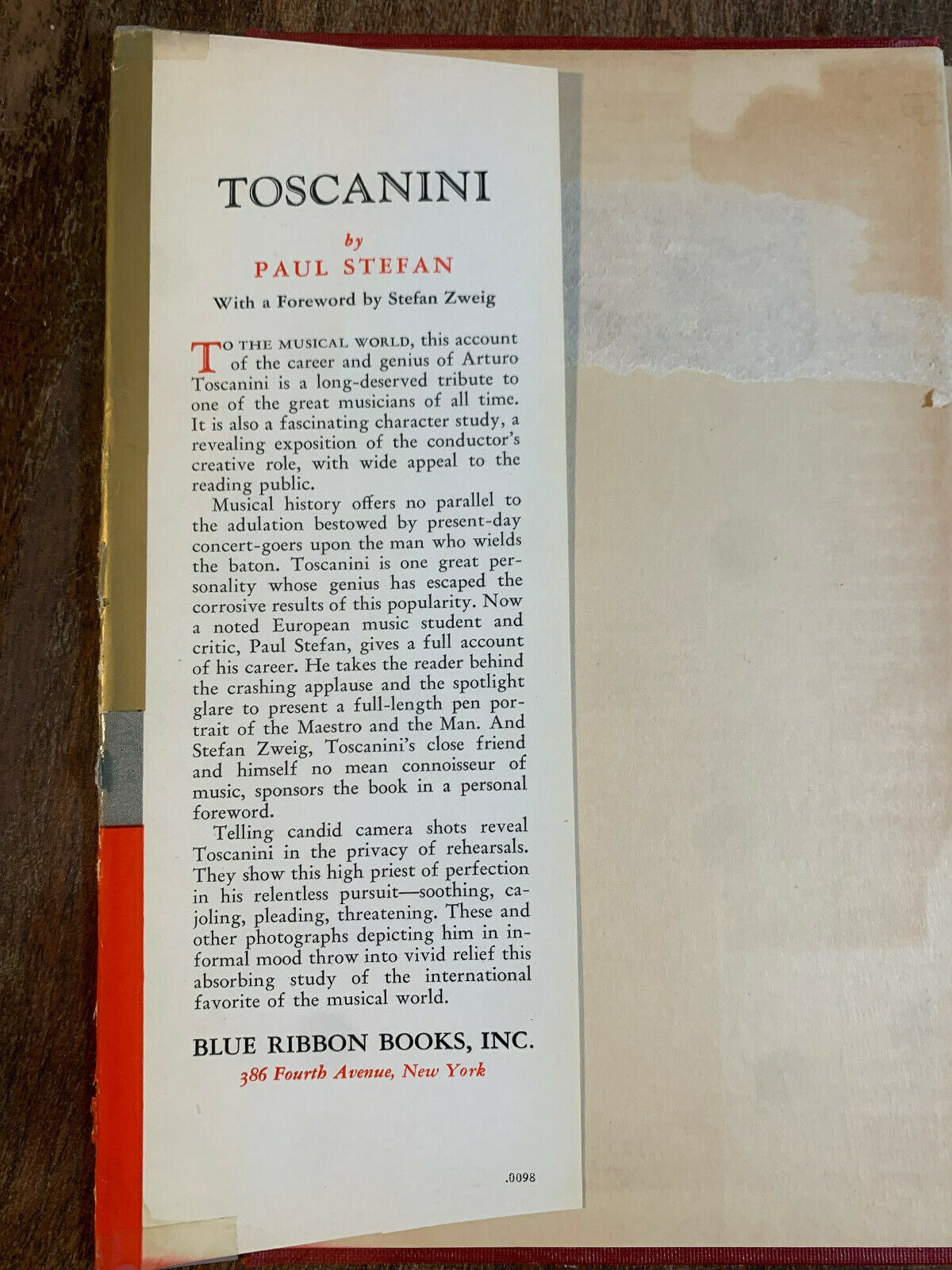 Toscanini: Illustrated Biography World's Greatest Conductor Stefan 1938 (HS9)