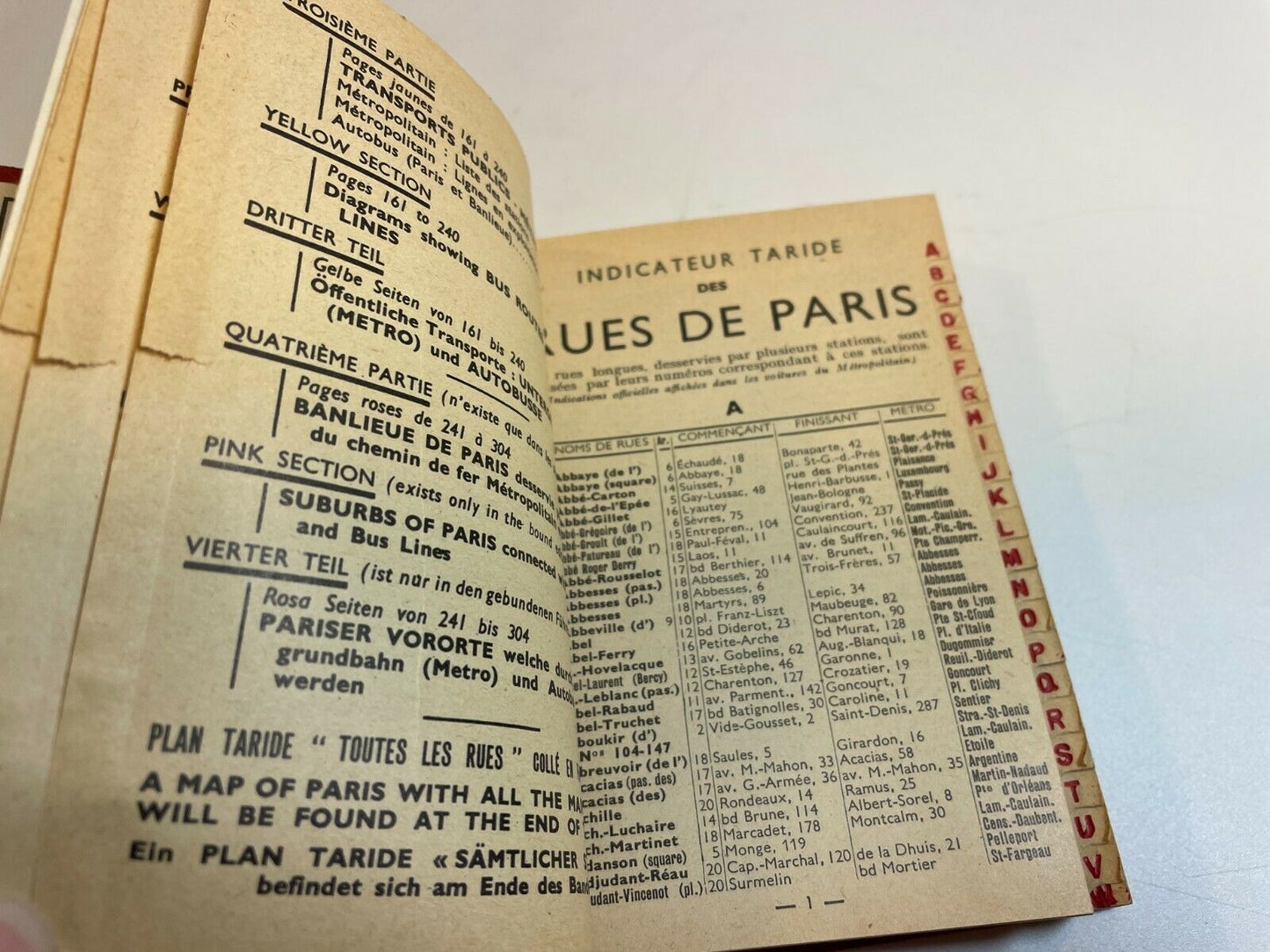 Taride Paris Par Arrondissements Directory, Metro-Autobus (1959) HC A2