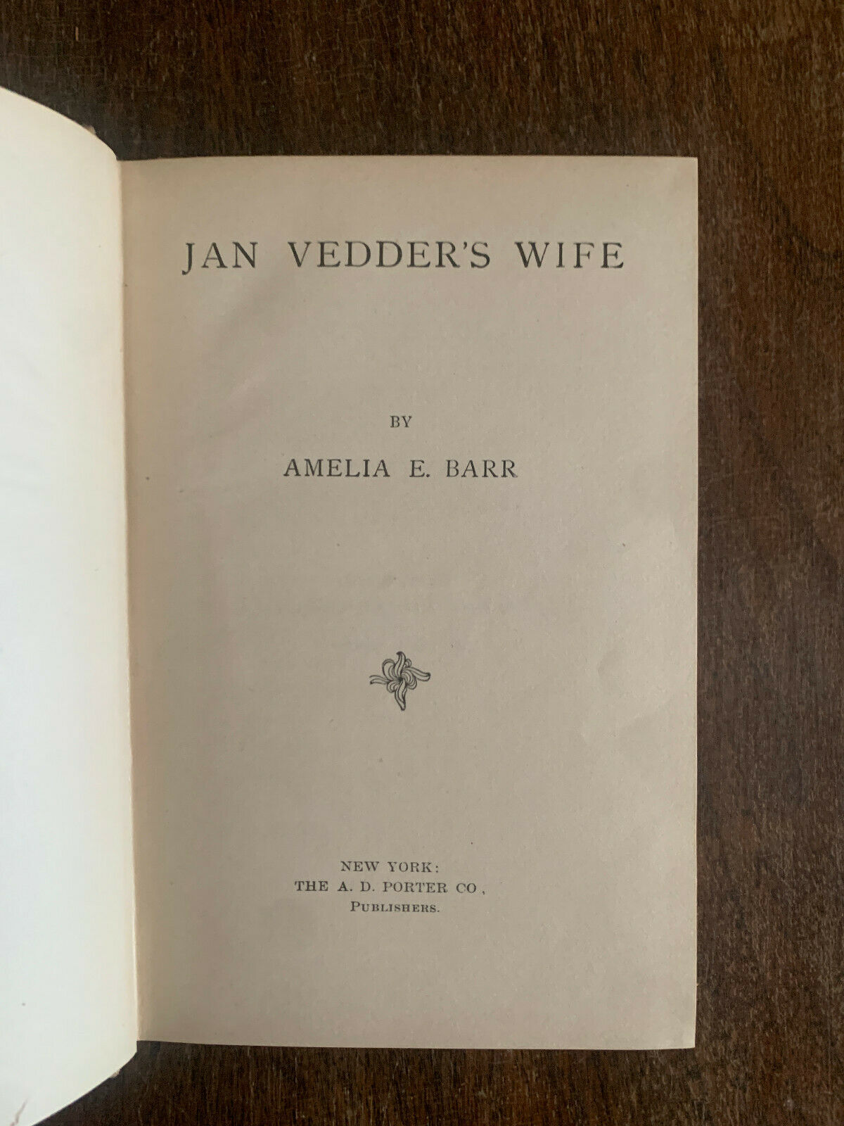 Jan Vedder's Wife by Amelia E. Barr 1885 (J5)