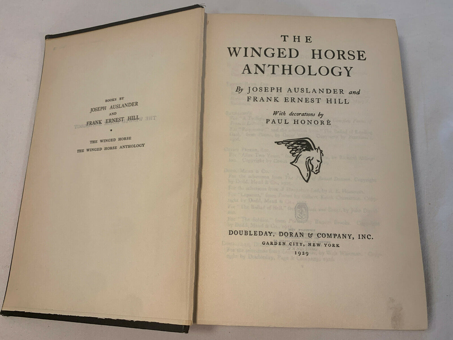 The Winged Horse Anthology by Joseph Auslander & Frank Hill 1929 1st Edition