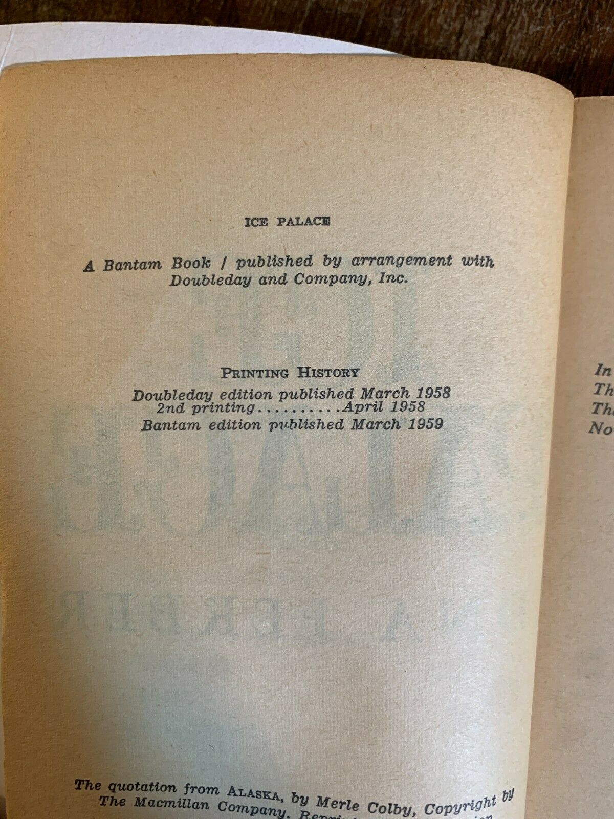 ICE PALACE by Edna Ferber * 7th printing Bantam Paperback Novel about ALASKA Z1