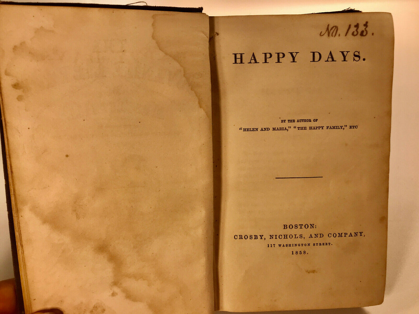 Happy Days and The Warning by Louisa Caroline Huggins Tuthill 1858