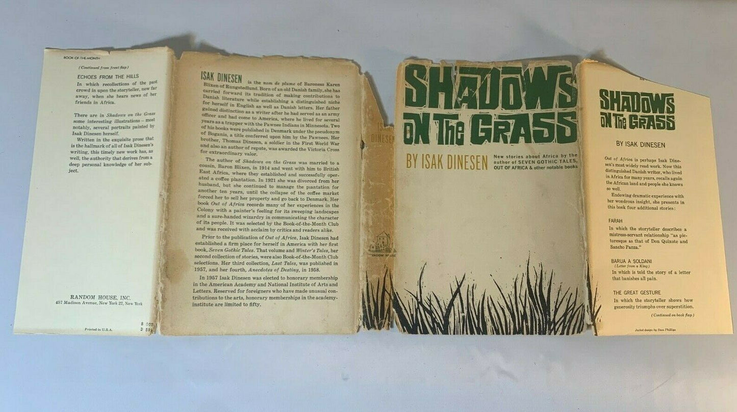 SHADOWS ON THE GRASS BY ISAK DINESEN 1960 HC/DJ K5