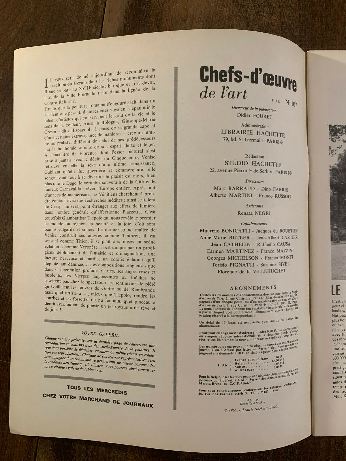 Chefs-D'Oeuvre De L'Art, Hachette No.103 - 107 Hachette Lot of 5 (1965) (3B)