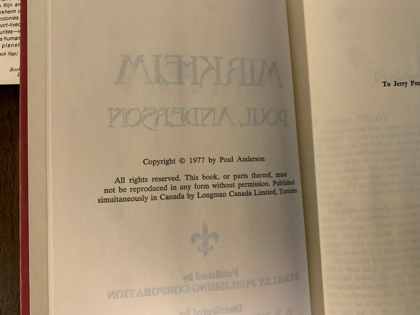Mirkheim by Poul Anderson 1977 Hardcover BCE
