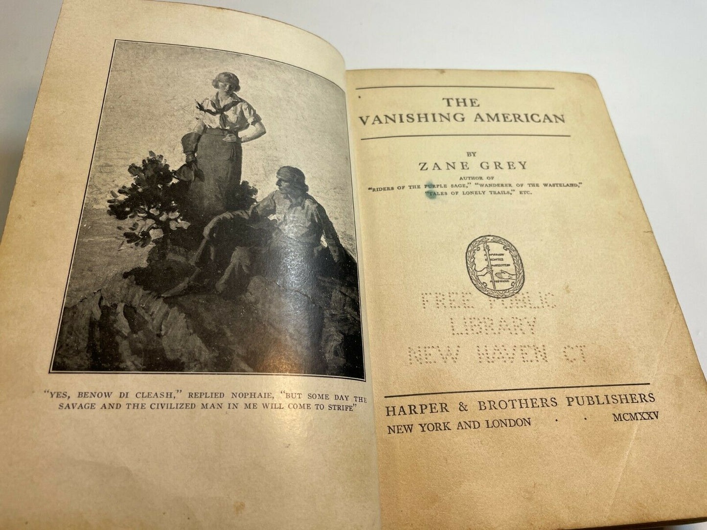 The Vanishing American, Zane Grey (1925) 1st Edition, Harper Brothers HC A2