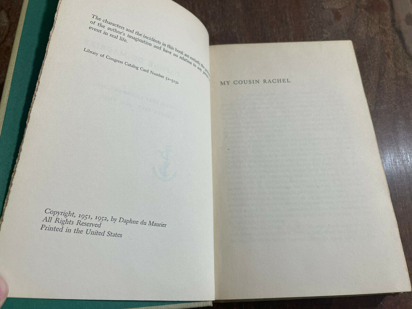 MY COUSIN RACHEL by Daphne Du Maurier 1952 hardcover (J6)