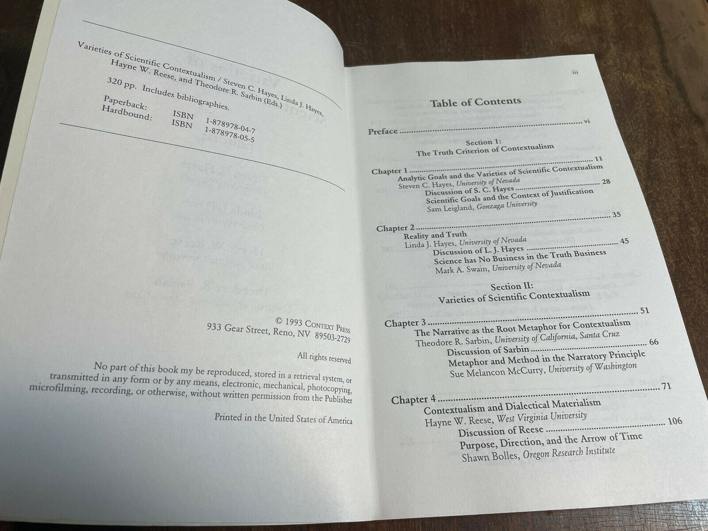 Varieties of Scientific Contextualism Editied by Steven C. Hayes PB (Z1)