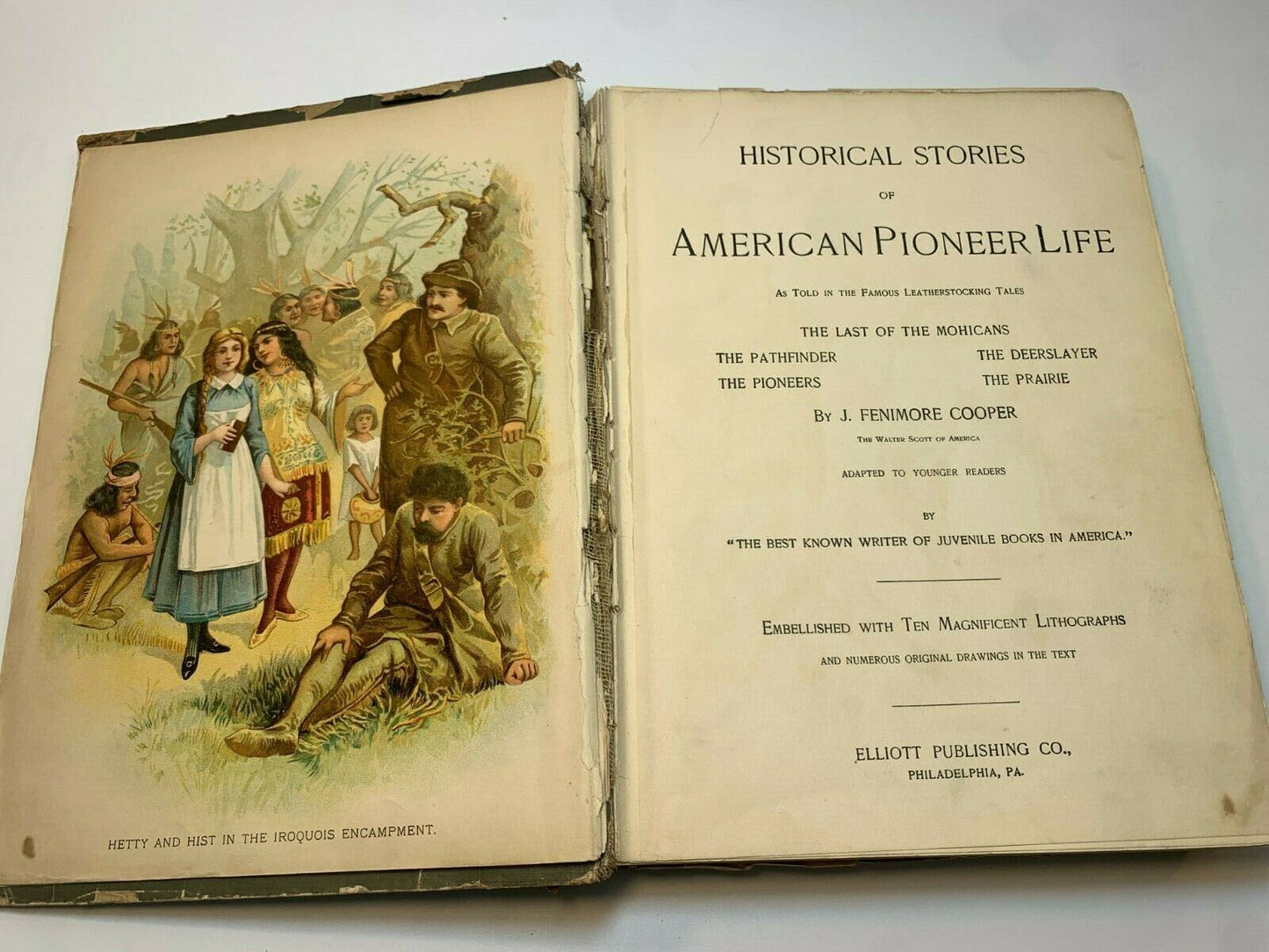 Historical Stories of American Pioneer Life by J Fenimore Cooper 1897 HC Book