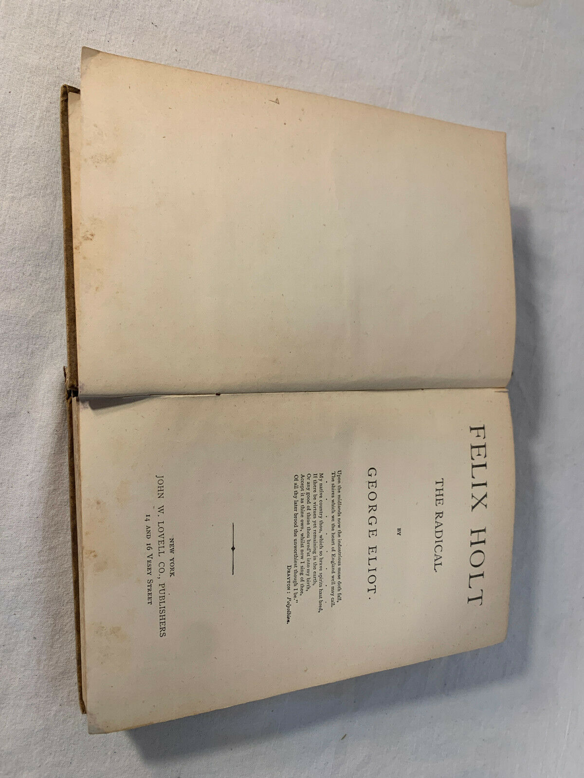 Antique Book Felix Holt the Radical by George Eliot, Not Dated